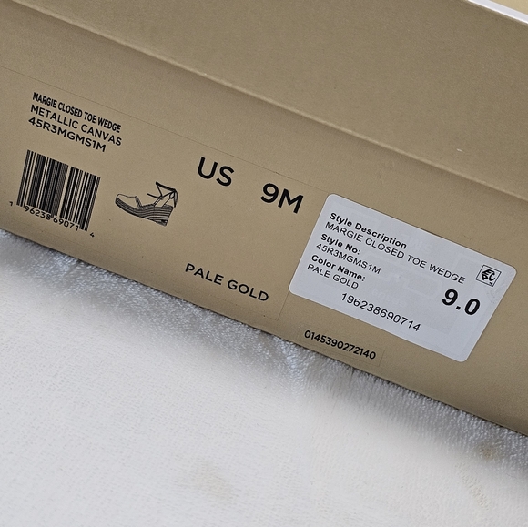 🥳HP🎉NWT Michael Kors Margie Closet Toe Wedge Metallic Canvas - Picture 12 of 12